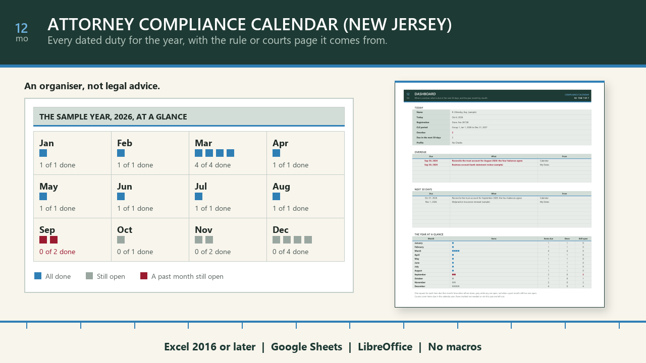 Attorney Compliance Calendar (New Jersey) cover