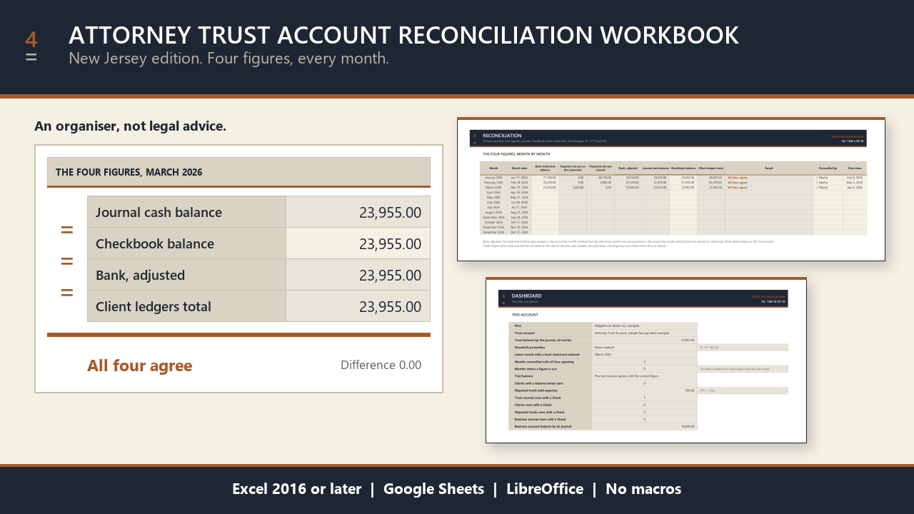 Attorney Trust Account Reconciliation Workbook (New Jersey) cover